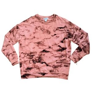 Athleta Size XS Pullover Sweatshirt Sweater Oversized Pink Tie Dye Super Soft